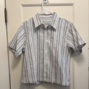 Striped Short Sleeve Shirt Cropped